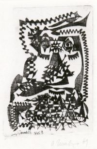 PHANTOM. Etching on paper, 30х25 сm, 1969. From the Shoshensky collection.