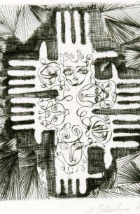 GATHERING. Etching on paper, 26х22 сm, 1969. From the Shoshensky collection.