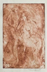 WOMAN AND DEVIL. Etching on paper, 24х15.8 cm, 1986. From the Karpeisky collection.