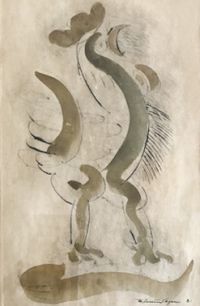 ROOSTER. Etching and watercolour on paper, 35х19 cm, 1981. From the Seglin collection.