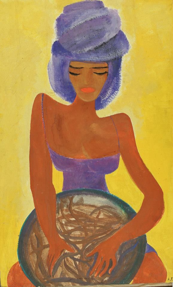 PORTRAIT OF THE ARTIST`S WIFE. Tempera on cardboard, 62х43 сm, 1965.