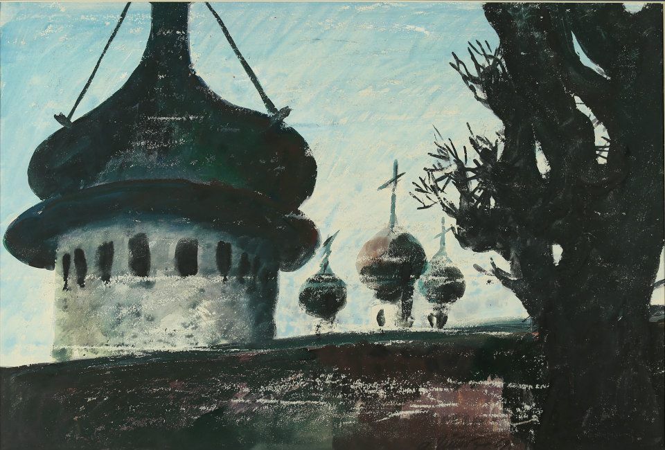 KUPPEL DES FESTUNGSTURMS. ROSTOV.  Papier, Paraffin, Gouache. 74х93 сm. 1965.