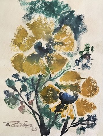 FLOWER.  Watercolour on paper, 32х24 сm, 1983.  From the Seglin collection.