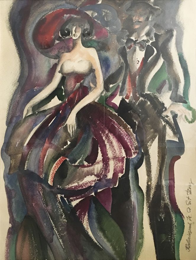 DANCING COUPLE.  Watercolour on paper, 32х25 сm, 1978.  From the Worobiewsky collection.