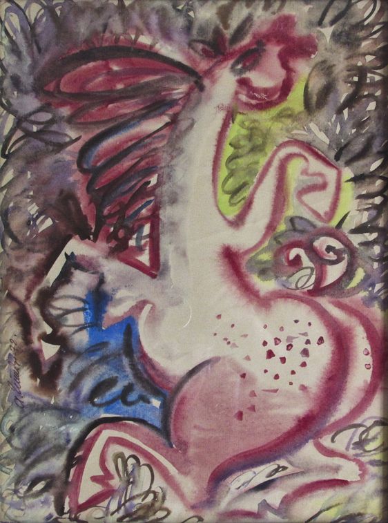 HORSE.  Watercolour on paper, 41х31 сm, 1970.  From the Ryshin collection.