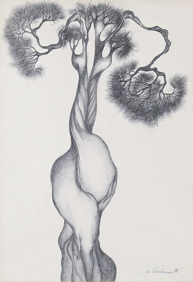 TREES IN LOVE.  Pencil on paper, 40х26 cm, 1978.