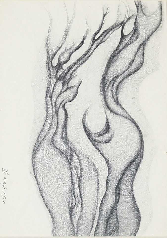 TREES. RELATIONSHIPS. Pencil on paper, 40х26 cm, 1979.