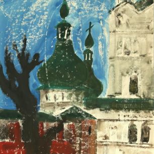 ROSTOV THE GREAT. KREMLIN. Gouache and paraffin on paper, 72х52 сm, 1969.