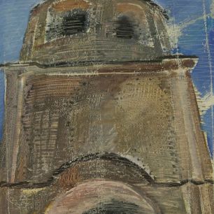 GLOCKENTURM.  Papier, Paraffin, Tempera. 74х46 сm. 1980.