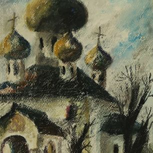 KATHEDRALE IN ROSTOV.  Papier, Paraffin, Gouache. 93х74 сm. 1980.