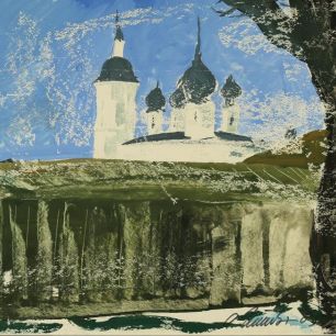 KLOSTER/GLOCKENTÜRME. ROSTOV. Papier, Paraffin, Gouache. 74х93 сm. 1965. 