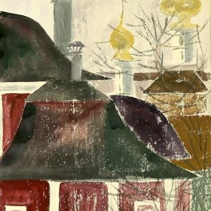 TOWN OF VLADIMIR. BELL TOWERS.  Gouache and paraffin on paper, 72х52 сm, 1965.