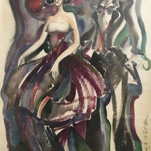 DANCING COUPLE.  Watercolour on paper, 32х25 сm, 1978.  From the Worobiewsky collection.