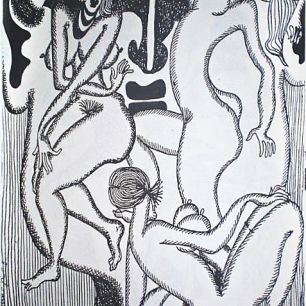 DREAMS OF A MAN.  ​​​​​​​Pen and ink on paper, 21х12 cm, 1969. From the Gitberg collection.