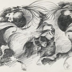 TWO HORSES.  Pencil on paper, 30х40 cm, 1980.