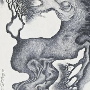 STEED OF A TREE.  Pencil on paper, 40х26 cm, 1978.