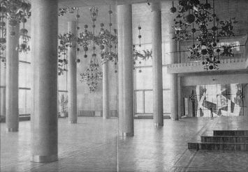 Decorative compositions with light. Lobby of the Palace of Culture of the 50th Anniversary of the October Revolution Steel Rolling Mill of Orel.